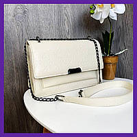 Модная женская мини сумочка клатч в стиле Гучи молочная, маленькая сумка с цепочкой Gucci