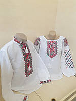 Мужская Рубашка Вышиванка домотканый хлопок Для пары красная р. 50