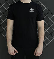 Чёрная футболка adidas мужская весна лето осень Мужская брендовая футболка адидас