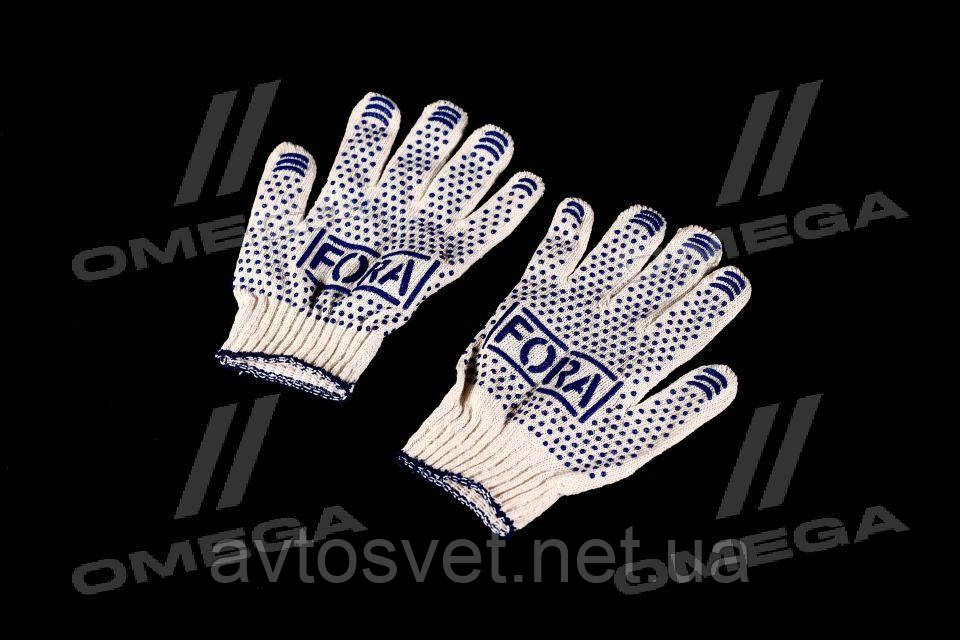 Рукавички FORA з ПВХ-рисунком білий/синій 70/30 7 клас розмір 10 (DOLONI) 15000 (Kr)