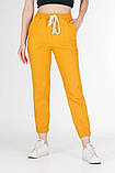 Жіночі штани джогери зі стрейч-котону жовті Штани джогери жіночі на гумці зі шнурком VS 115, фото 3