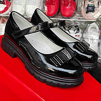 Черные лаковые туфли на платформе для девочки 30(19,5) берём 1+1,5запас