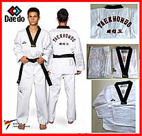 Добок для тхеквондо із чорним коміром Daedo TA 1021 WTF теквондо костюм форма одяг для бойових мистецтв