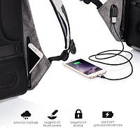 Рюкзак Bobby Антивор черный или серый с USB портом, Эксклюзивный
