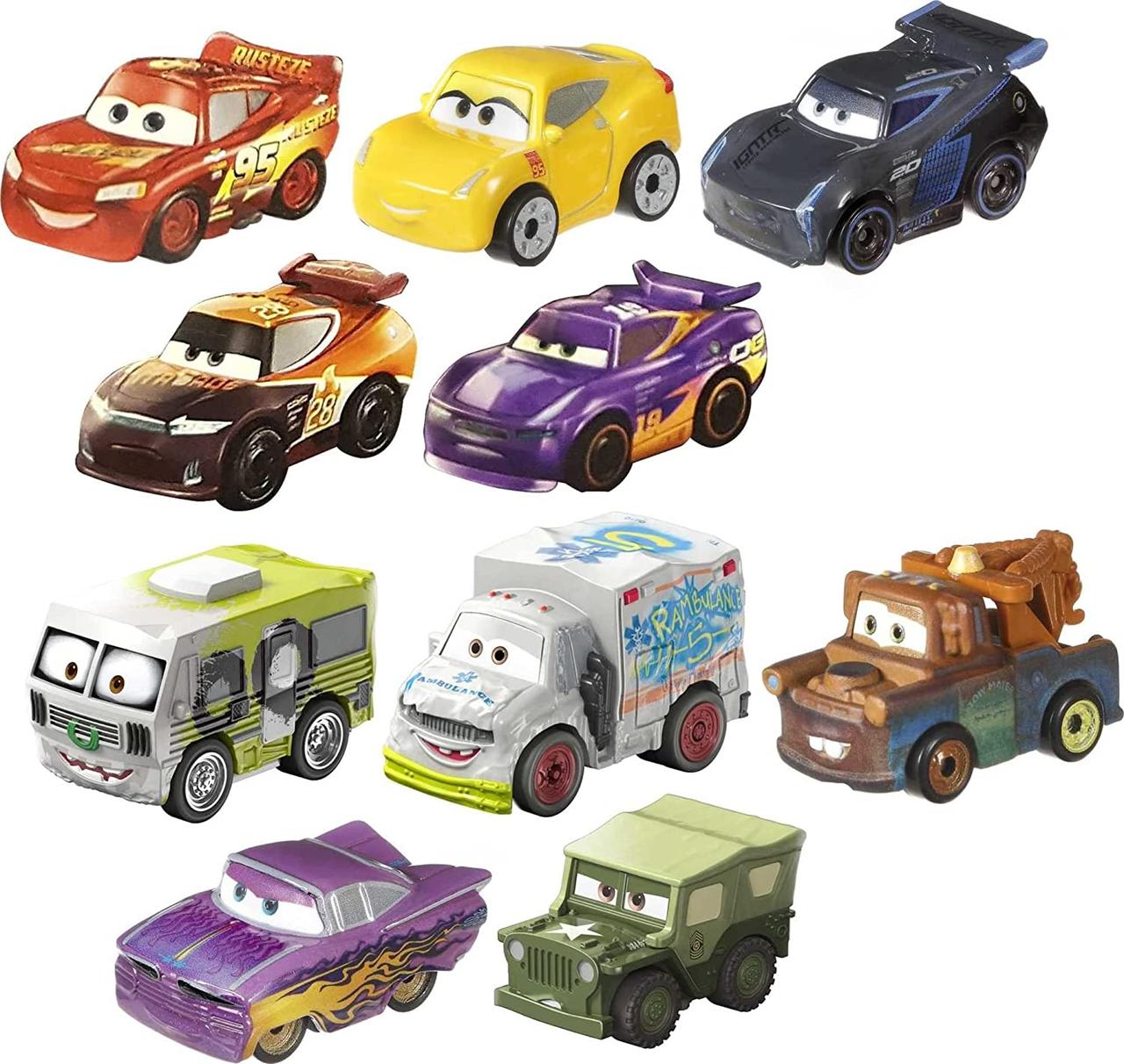 Набір з 10 машинок Тачки Disney Pixar Cars Mini Racers Variety Mattel ...