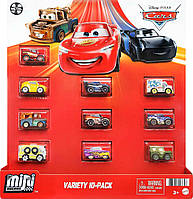 Набор из 10 машинок Тачки Disney Pixar Cars Mini Racers Variety Mattel FLG73