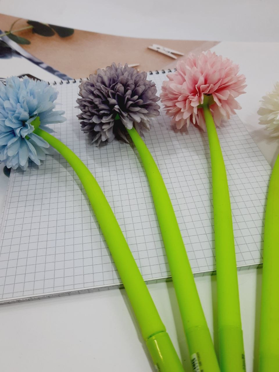 Гелева ручка синя Квітка Півонії, фото 1