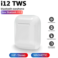 Беспроводные сенсорные наушники c боксом iFans i12 TWS белые, Эксклюзивный