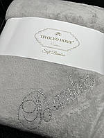 Мягкий Бамбуковый Плед в спальню 200х220см Bamboo Soft Tivolyo Home Exclusive с кристаллами Swarovski -Gri