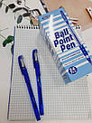 Канцелярська кулькова ручка Ball Point (501) з гумкою синя 24 шт, фото 3
