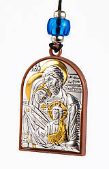 Оберіг для водія Святе Сімейство та Ісус 3,6x2,6см на шнурочку