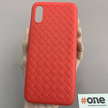 Чохол для Xiaomi Redmi 9A плетений тонкий силіконовий чохол накладка на телефон сяомі редмі 9а червоний wvn, фото 1