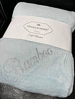 Мягкий Бамбуковый Плед в спальню 200х220см Bamboo Soft Tivolyo Home Exclusive с кристаллами Swarovski -Mint
