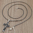 Якірний срібна цепочка з чоловічим хрестиком. Ланцюг якір на шию і кулон хрест срібло 925, фото 7