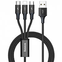 Кабель HOCO X74 USB-1 3 in 1 Micro / Iphone / Type-C, 2A, довжина 1 м, Black (White), Box