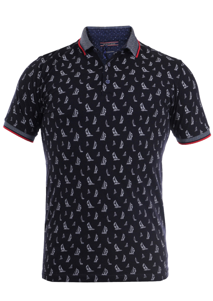 Футболка-поло чоловіча Le Gutti 23-1524-17 темно-синя M