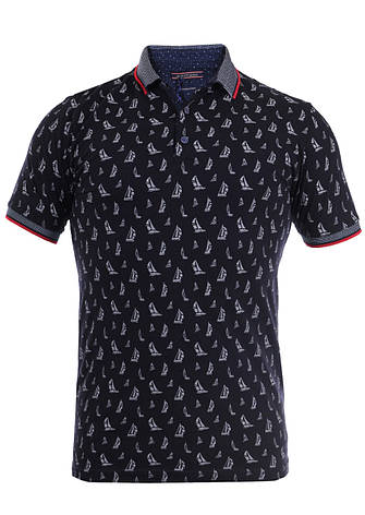 Футболка-поло чоловіча Le Gutti 23-1524-17 темно-синя M, фото 1