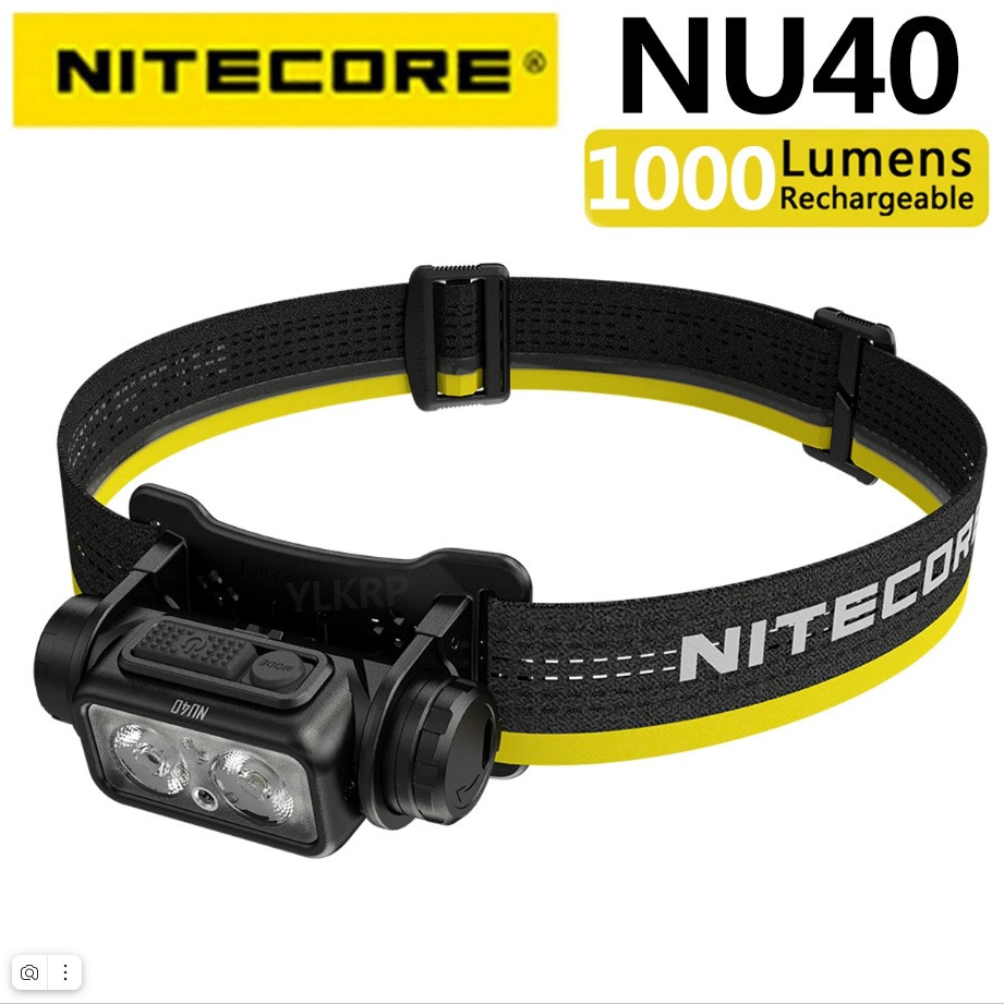Налобний ліхтар NITECORE NU40 (1000LM, Білий + Червоний LED, Датчик наближення, Індикація, 2600 mAh, USB Type-C)