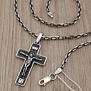 Якірний срібна цепочка з чоловічим хрестиком. Ланцюг якір на шию і кулон хрест срібло 925, фото 9