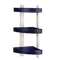 Полиця у ванну кутова "Ротанг" 3 яруси фіолетова 55х21 см R-Plastic