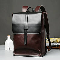 Мужской кожаный черный деловой офисный рюкзак портфель ранец сумка для ноутбука документов