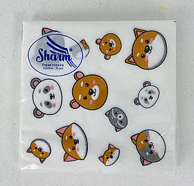 Серветки паперові двошарові 33*33 см 20 шт. Sharm Тварини 120370 Україна