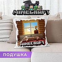 Подушка Minecraft "Доброе утро" / Подушка Майнкрафт квадрат 35х35