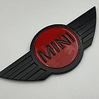 Эмблема MINI (Мини) 115mm (значок, наклейка, логотип на капот багажник) черно -красная