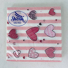 Серветки паперові двошарові 33*33 см 20 шт. Sharm Серця 120371 Україна