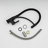 Змішувач для кухні Frap F4552-6 з гнучким виливом, чорний, фото 5