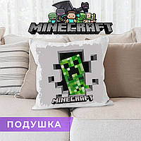 Подушка Minecraft "Крипер" / Подушка Майнкрафт квадрат 35х35