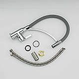 Змішувач для кухні Frap F4552 з гнучким виливом, сірий/хром, фото 5