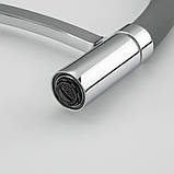 Змішувач для кухні Frap F4552 з гнучким виливом, сірий/хром, фото 4