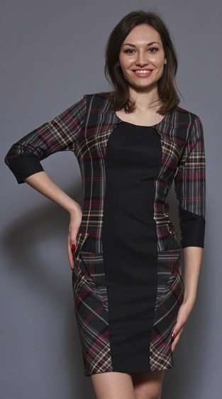 Офісна сукня-комбі в карту