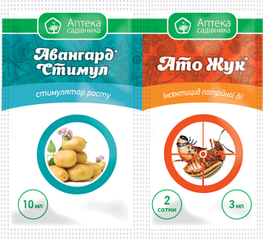 Шкідники на картоплі й овочах — АТО «Жук» л.с. 3 мл + Авангард Стимул 10 мл: удар по колораду й тлі, стимул. Придатний до 12/2025