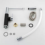 Змішувач для кухні Frap F4452-7 з гнучким виливом, 2 режими, чорно/білий, фото 6