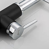 Змішувач для кухні Frap F4452-7 з гнучким виливом, 2 режими, чорно/білий, фото 5