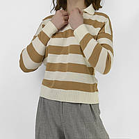 Женский кроп свитер в широкую полоску с длинным рукавом One size Турция Укороченная кофта