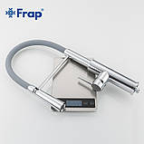 Змішувач для кухні Frap F4452-6 з гнучким виливом, 2 режими, сірий/хром, фото 7