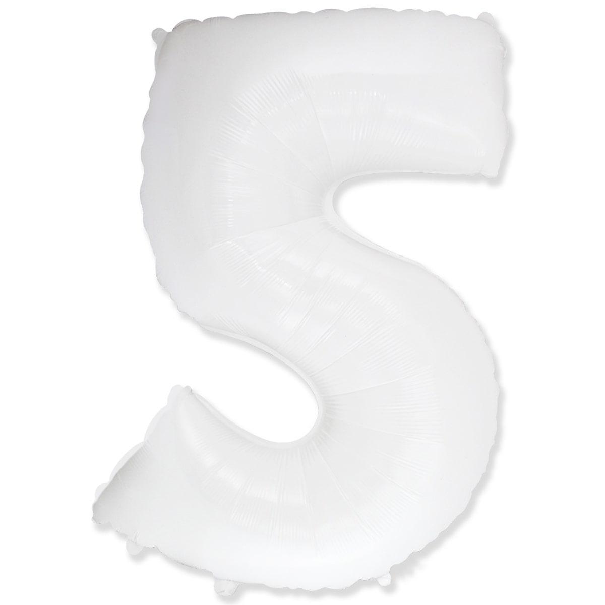 Цифра Біла White метрова з тягарцем "5"
