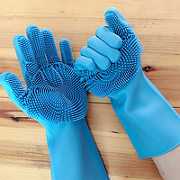 Силиконовые Перчатки с Ворсом для Мытья и Чистки Magic Silicone Gloves Magic Brush