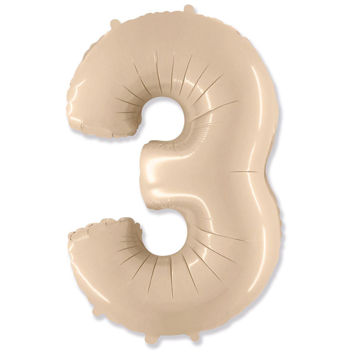 Цифра Кремова Satin Cream метрова з тягарцем "3"