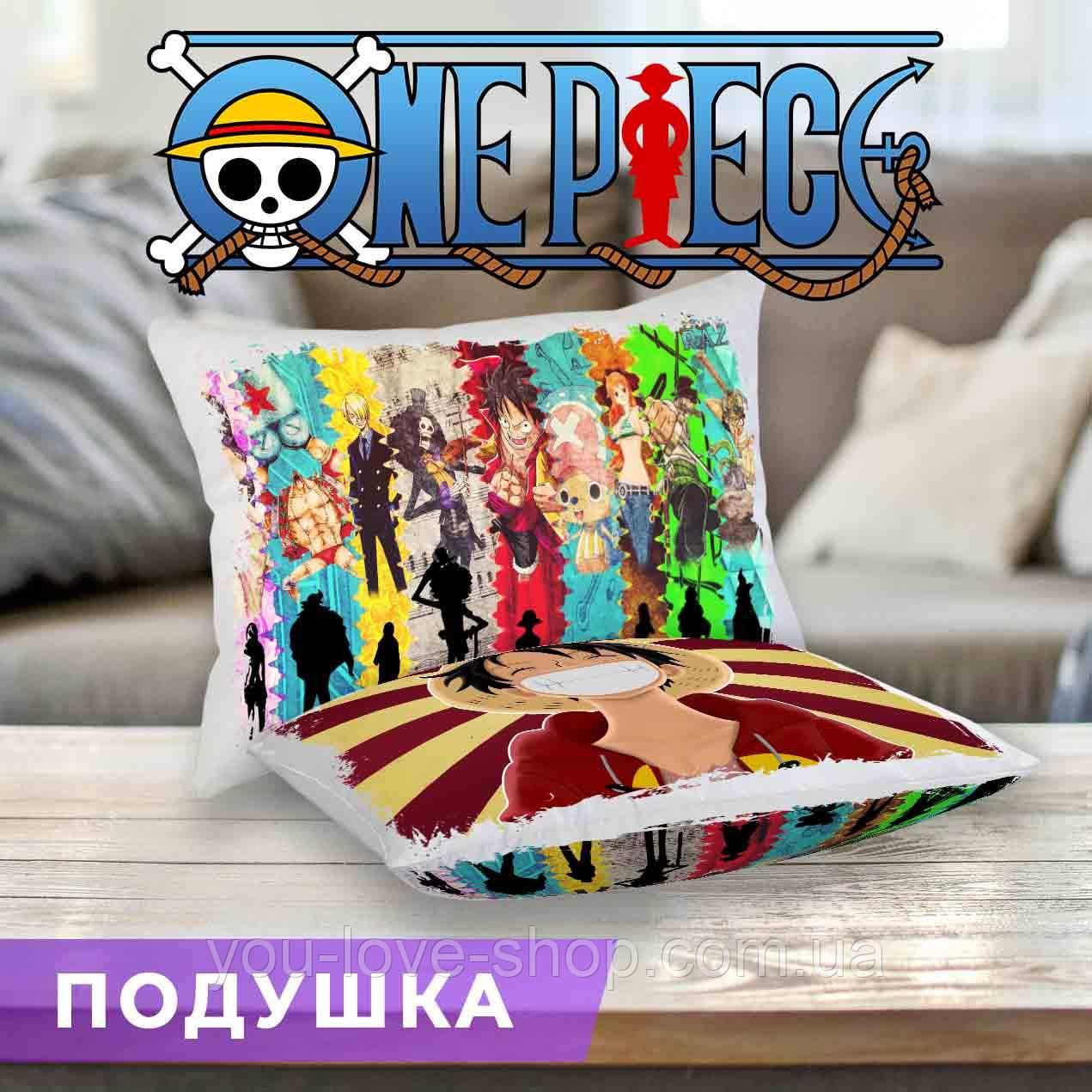 Подушка Ван Піс "Персонажі з Луффі" / Подушка One Piece 45х35, фото 1