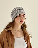 Шапка тюрбан літня бавовняна D.Hats світло сірого кольору