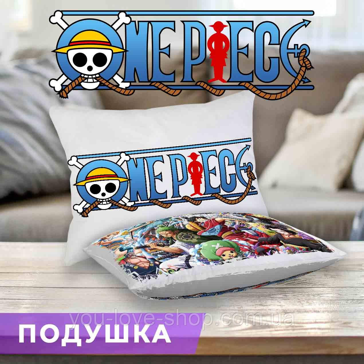 Подушка Ван Піс "Лого та персонажі" / Подушка One Piece 45х35, фото 1