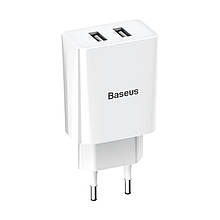 Мережевий зарядний пристрій Baseus Speed Mini Dual USB 10.5 W Білий (CCFS-R02)