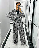 Жіночий прогулянковий костюм у стилі оверсайз із софту принт зебра, фото 6