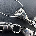 Срібний чоловічий комплект натільний хрестик та ланцюжок плоський бісмарк 925 проба, фото 8