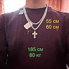 Срібний чоловічий комплект натільний хрестик та ланцюжок плоський бісмарк 925 проба, фото 5