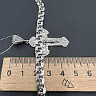 Срібний чоловічий комплект натільний хрестик та ланцюжок плоський бісмарк 925 проба, фото 7